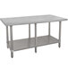 An Advance Tabco stainless steel work table with undershelf.