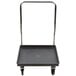 A black plastic rack dolly with metal handles.