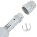 A close-up of a gray plastic Unger Jaw Style Mop Holder with a long white plastic tube.