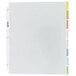 A white plastic file with Avery clear sheet protectors and 8 colorful tabs.