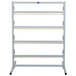 A metal Bulman paper rack with four shelves.