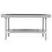 An Advance Tabco stainless steel equipment stand with undershelf.