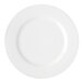 A close up of a white Reserve by Libbey porcelain plate with a curved edge.