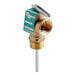 A close up of a brass Hatco temperature and pressure relief valve with a white handle.