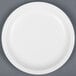 a white plate on a gray surface