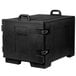 A black Carlisle Cateraide food pan carrier with a handle.
