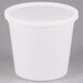 A white plastic 5.25 Qt. deli container with a lid.