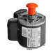 A black and silver electric motor with an orange cap.