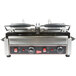 A Cecilware double panini grill machine with two grooved plates and two handles.
