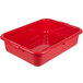 A red rectangular Tablecraft plastic bus tub.