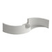 A white plastic Robot Coupe discharge paddle with a curved edge and holes.