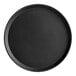 A black round Cambro non-skid serving tray.