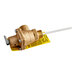 A gold metal Hatco temperature and pressure relief valve with a white label.