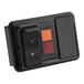 A black rectangular Vulcan On/Off switch with orange buttons and a red switch.