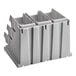 A gray plastic Cambro Versa self-serve condiment bin stand with compartments.