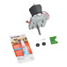 A conveyor motor assembly kit with a motor, super glue, small hardware components, and a green circuit board.