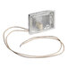 A rectangular glass bulb with two attached insulated wires.