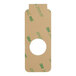 A brown paper Bunn Hot Water Decal with a circular hole in it.