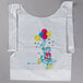 a white plastic bag with a clown holding balloons