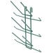 A green metal Metro bottle rack with six prongs.
