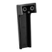 A black rectangular plastic handle with a round button and holes.