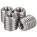 Three stainless steel threaded nuts on a Manitowoc stem caster.