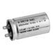 A cylindrical metal run capacitor with two electrical terminals, labeled for 250VAC and 12µF.