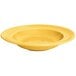 A yellow bowl with a rim.