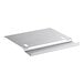 A metal rectangular shelf with a handle and holes.