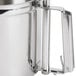 A Robot Coupe stainless steel bowl assembly with a handle.