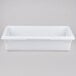 A white Rubbermaid polyethylene food storage box with a lid.