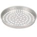 An American Metalcraft tin-plated steel round pizza pan with holes.