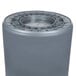 A Continental 55 gallon gray round trash can with a lid.