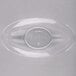 A clear plastic oval shaped container.