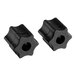 A close-up of two black Manitowoc Ice compression nuts.