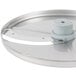 A Robot Coupe 27051 1/32" Slicing Disc, a circular silver object with a plastic disc.