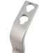 A silver stainless steel Hobart bowl scraper with two holes.