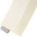 A white plastic bowl scraper with a grey handle.