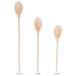 Three Tablecraft beechwood wooden spoons with wooden handles.