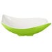 A green bowl with a white surface and rim.