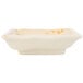 A white square Thunder Group sauce dish with a brown and gold orchid design.
