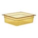 A Cambro amber plastic food pan.