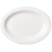 A white Cambro narrow rim platter on a white surface.