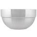 A silver Vollrath double wall metal bowl.