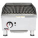 A stainless steel APW Wyott CharRock charbroiler with a knob and a handle.