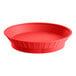 A red plastic diner platter with a base.