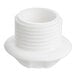 A white round plastic drain top with a white tube.