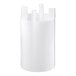 A white plastic cylinder with four holes and a white lid.