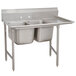 A stainless steel Advance Tabco 2-compartment sink with a right drainboard.