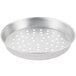 An American Metalcraft silver round metal pizza pan with holes.